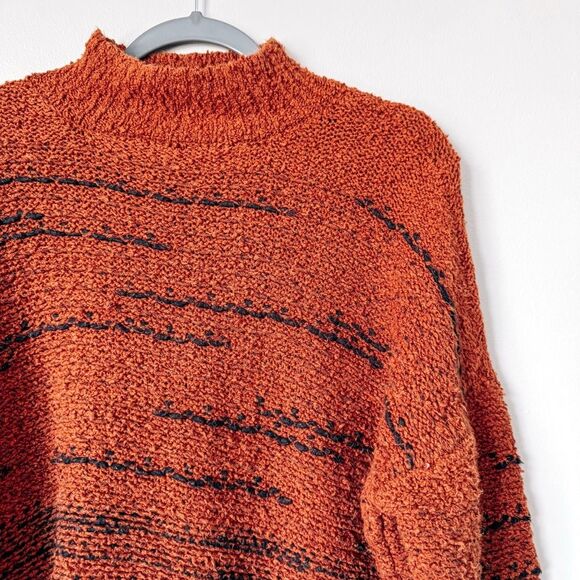 Knox Rose Orange and Black Stripe Mock Neck Sweater Size Large - Picture 3 of 6